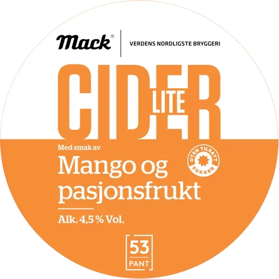 Mack Cider Lite Mango og Pasjonsfrukt — Tap